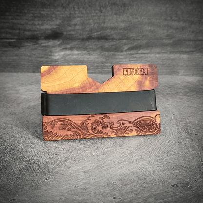 🌊 Wave Wooden Wallet – Ride the Line Between Nature & Function - 4 Arrows Creations