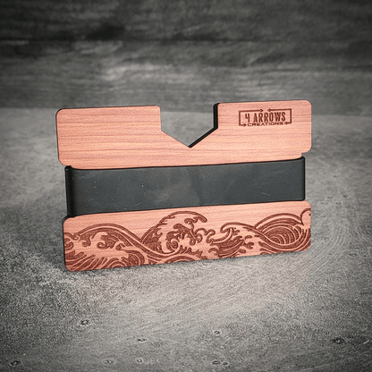 🌊 Wave Wooden Wallet – Ride the Line Between Nature & Function - 4 Arrows Creations