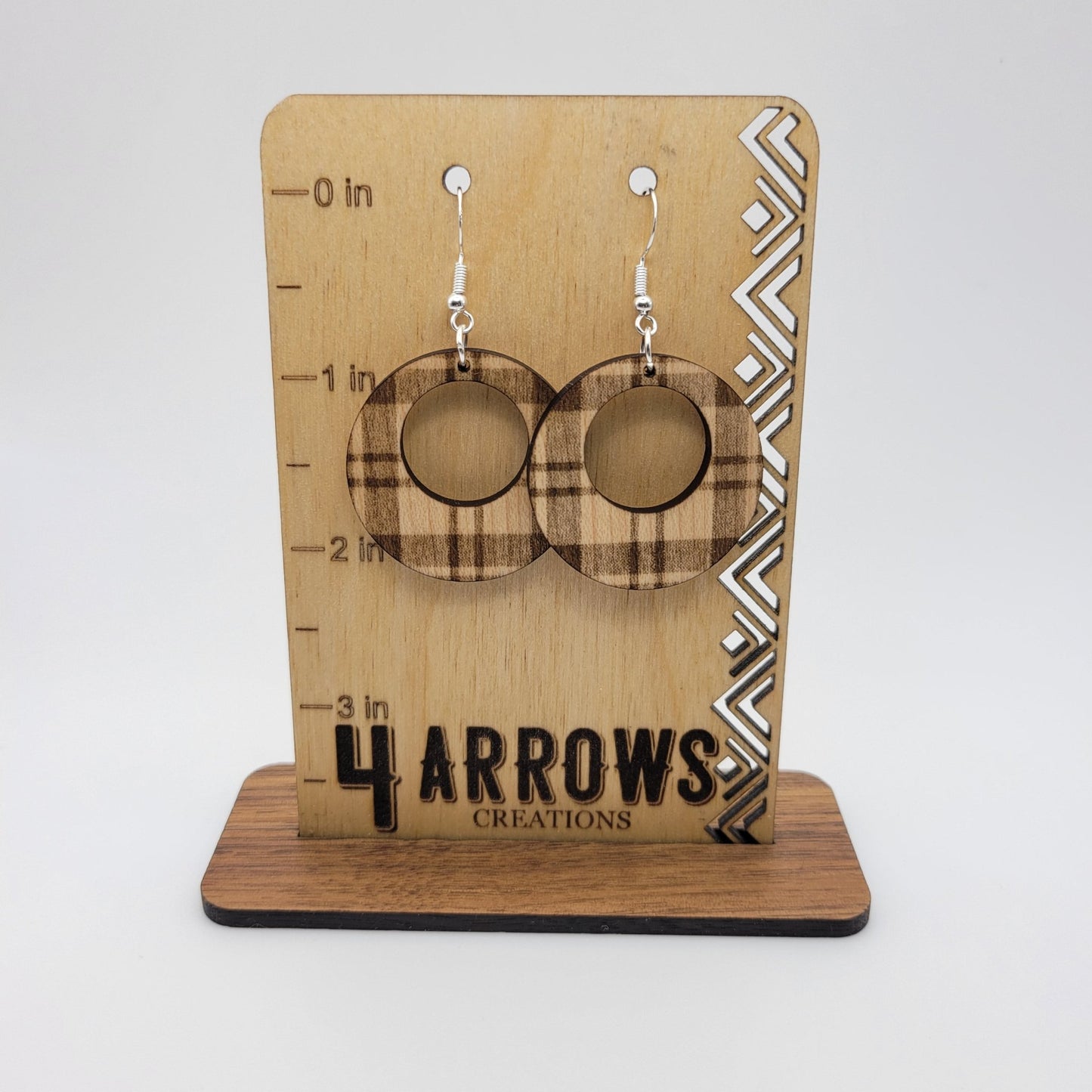 Buffalo Plaid Wood Dangle Earrings - 4 Arrows Creations