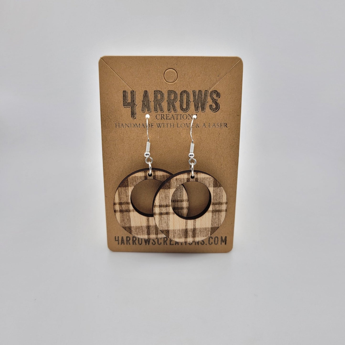 Buffalo Plaid Wood Dangle Earrings - 4 Arrows Creations
