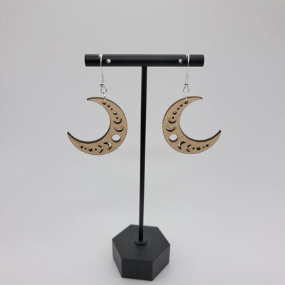 Crescent Moon Phases Dangle Earrings - 4 Arrows Creations