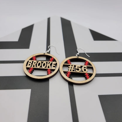 Custom Baseball Wood Earrings - 4 Arrows Creations