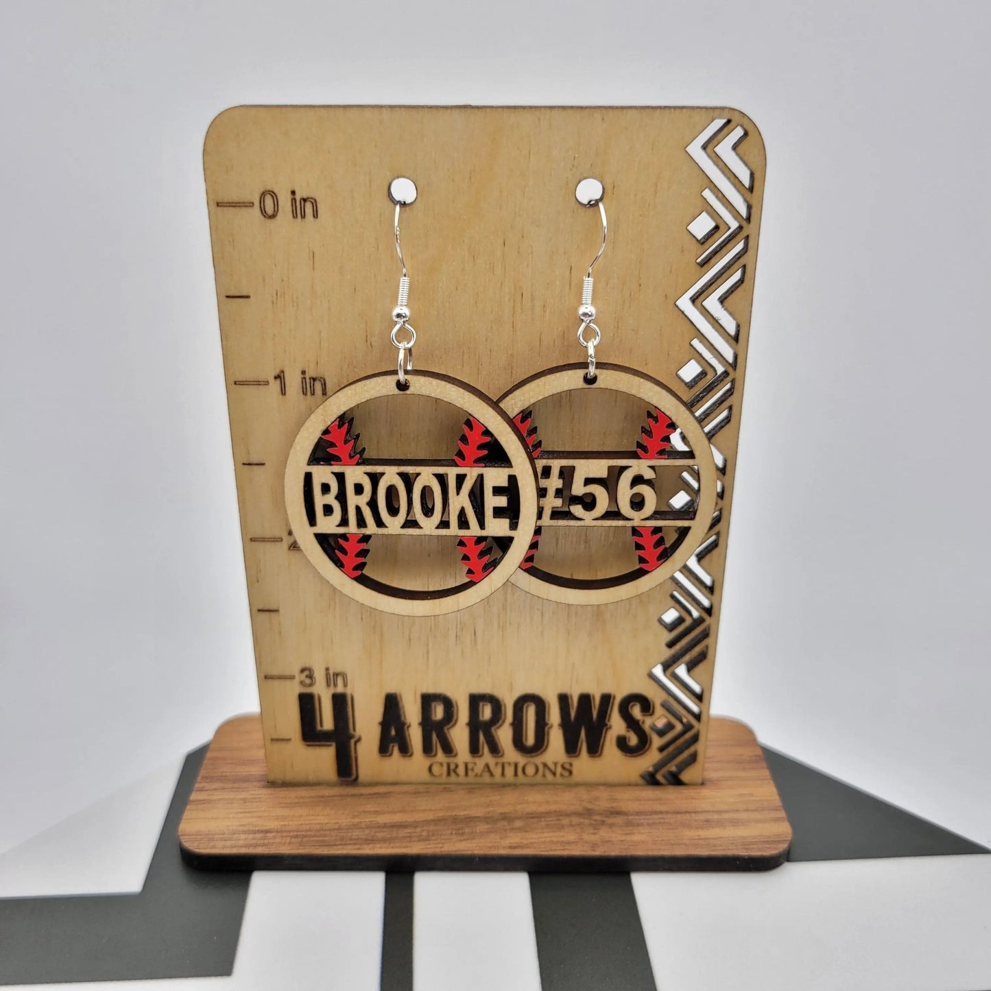 Custom Baseball Wood Earrings - 4 Arrows Creations