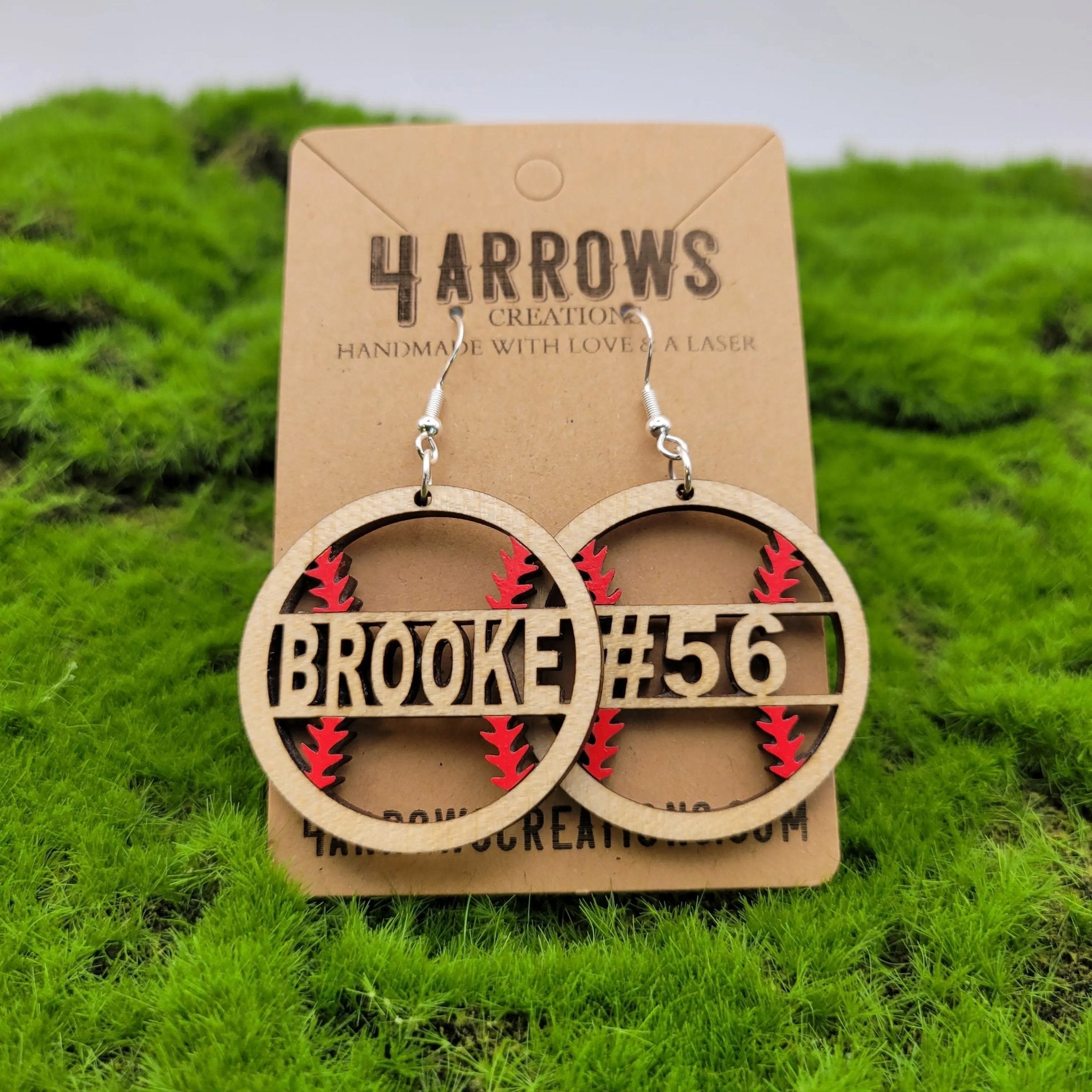 Custom Baseball Wood Earrings - 4 Arrows Creations