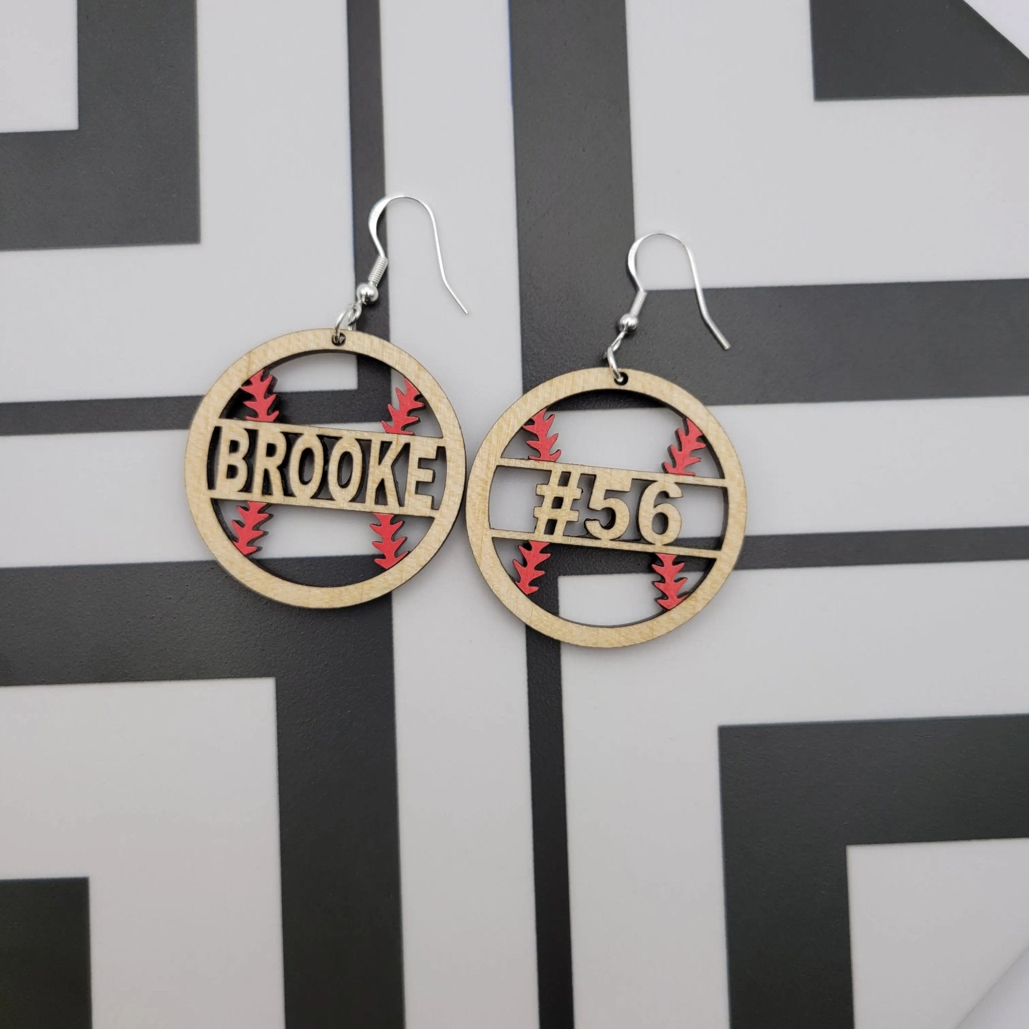 Custom Baseball Wood Earrings - 4 Arrows Creations