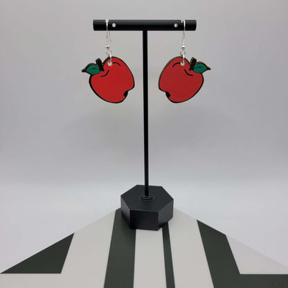 Hand Painted Apple Dangle Earrings - 4 Arrows Creations