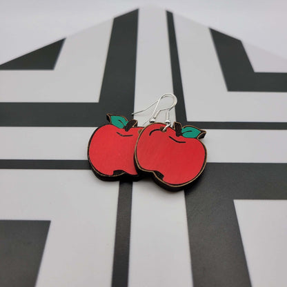 Hand Painted Apple Dangle Earrings - 4 Arrows Creations