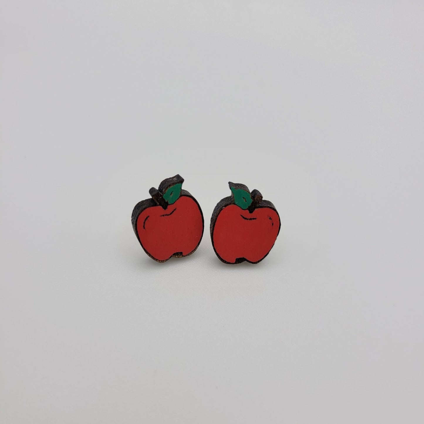 Hand Painted Apple Stud Earrings - 4 Arrows Creations