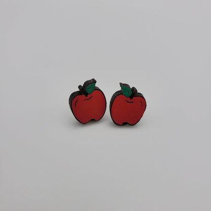 Hand Painted Apple Stud Earrings - 4 Arrows Creations