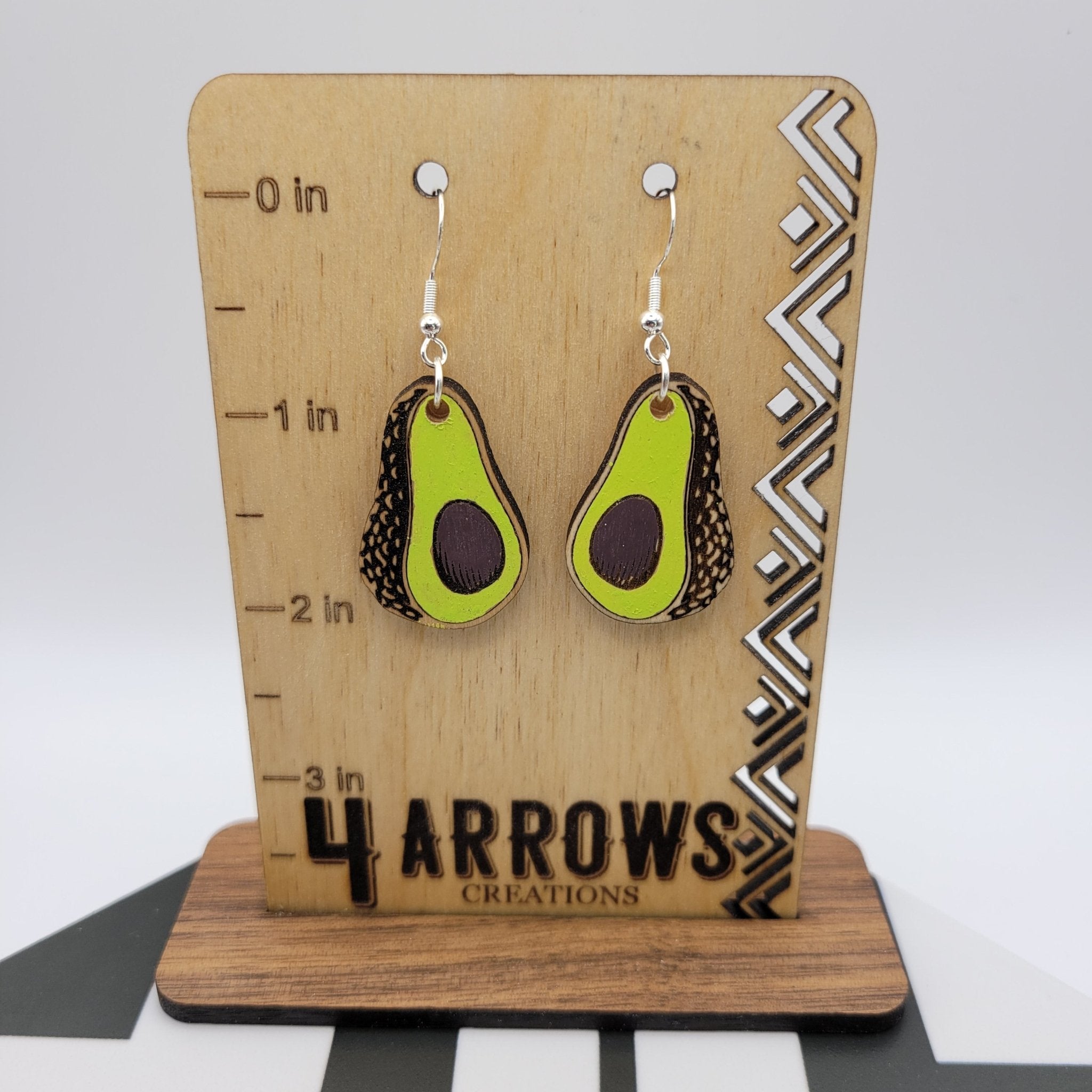 Hand Painted Avocado Dangle Earrings - 4 Arrows Creations