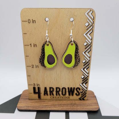 Hand Painted Avocado Dangle Earrings - 4 Arrows Creations