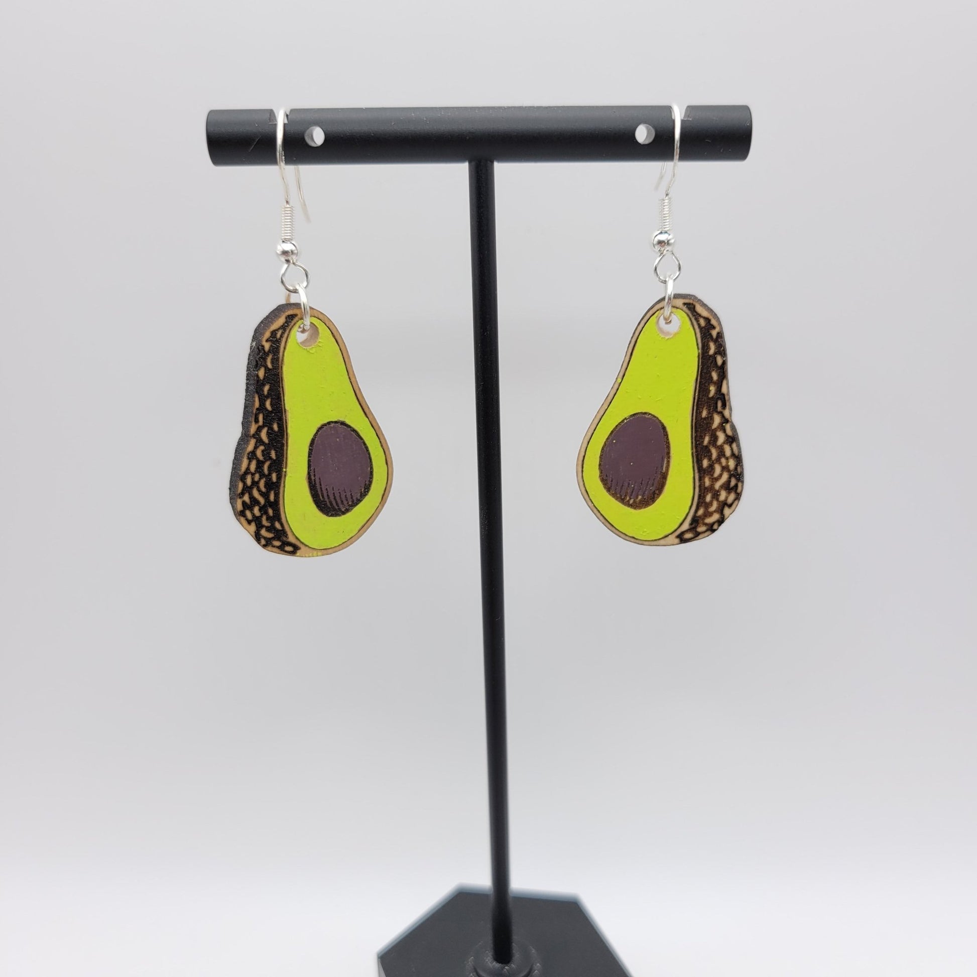 Hand Painted Avocado Dangle Earrings - 4 Arrows Creations