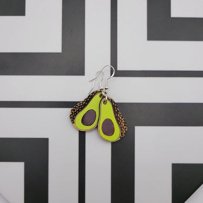 Hand Painted Avocado Dangle Earrings - 4 Arrows Creations