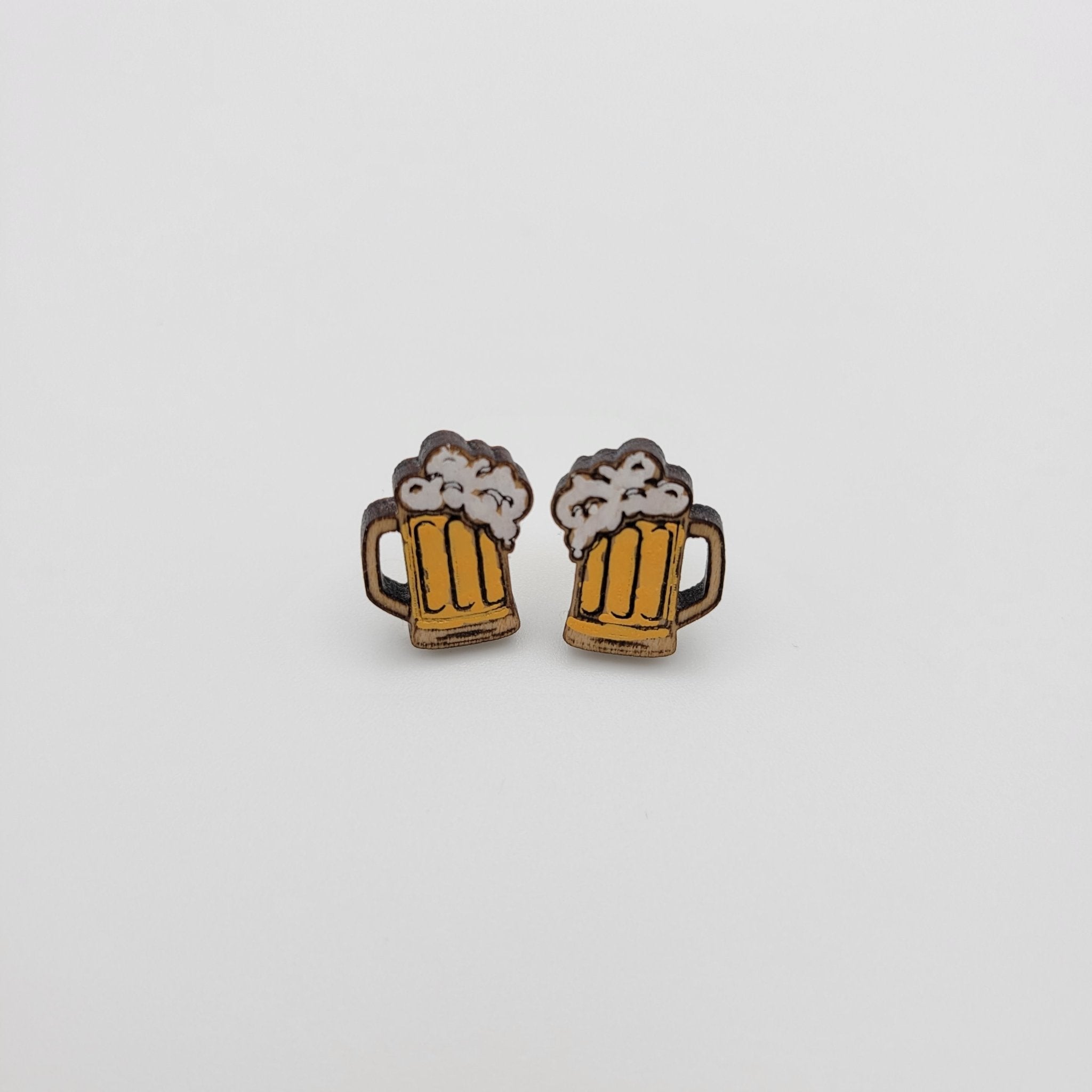 Hand Painted Beer Mug Stud Earrings - 4 Arrows Creations