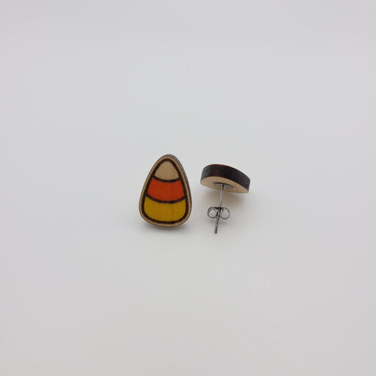 Hand Painted Candy Corn Stud Earrings - 4 Arrows Creations