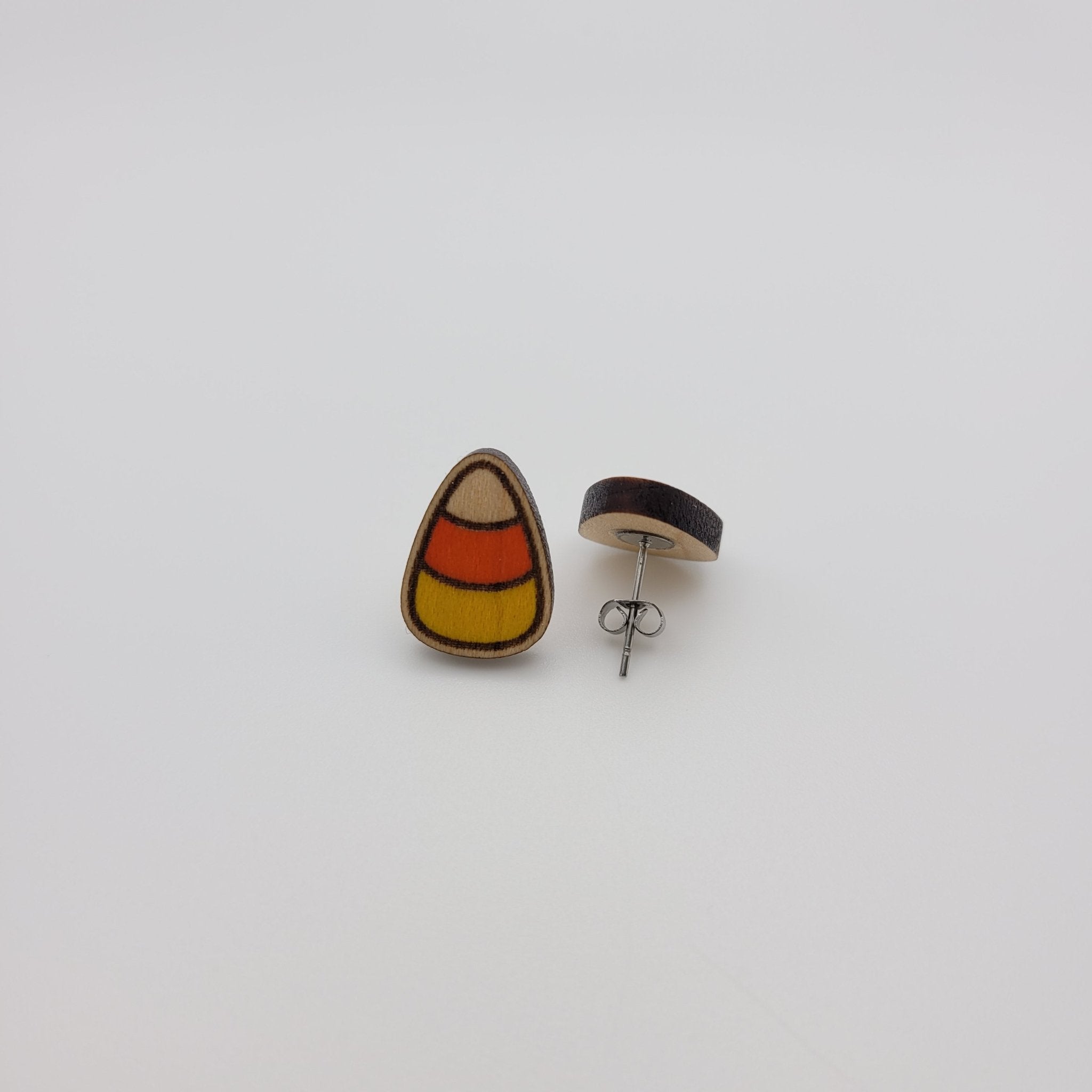 Hand Painted Candy Corn Stud Earrings - 4 Arrows Creations