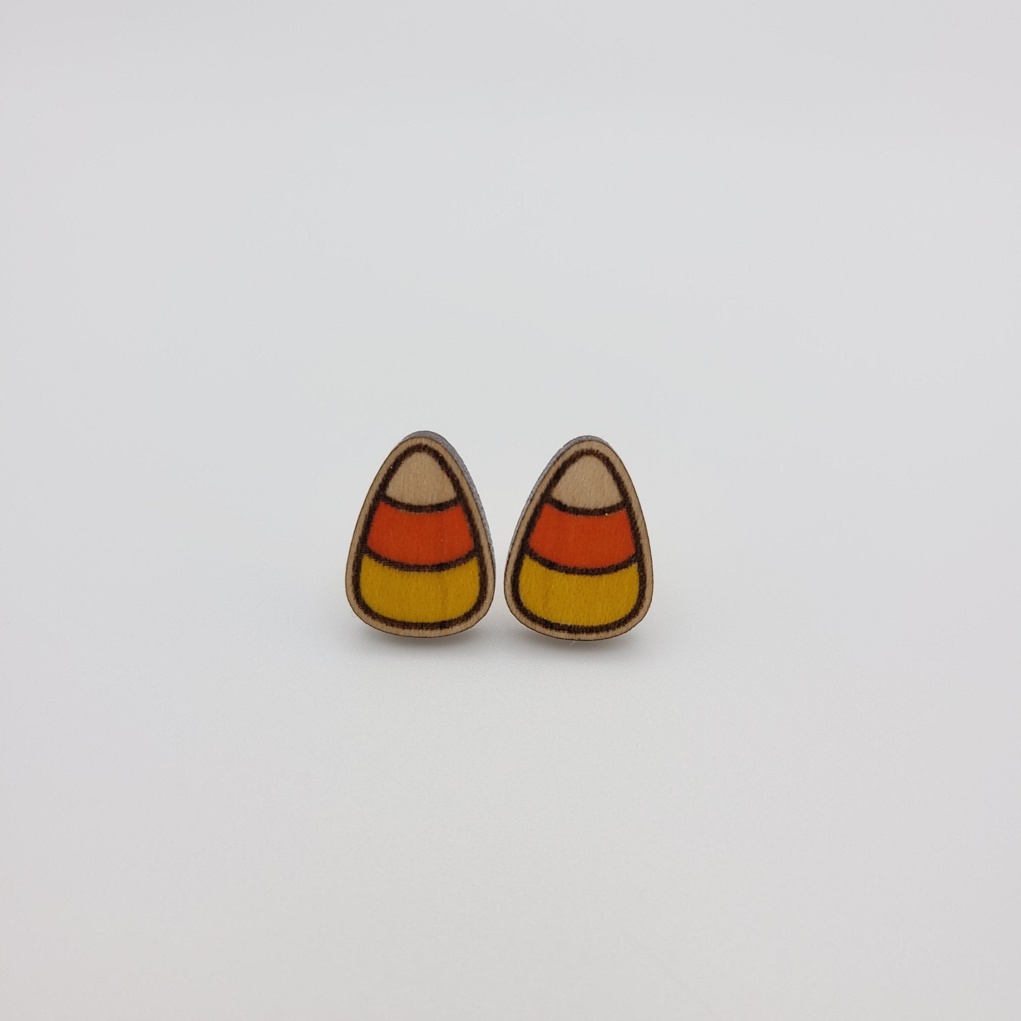 Hand Painted Candy Corn Stud Earrings - 4 Arrows Creations