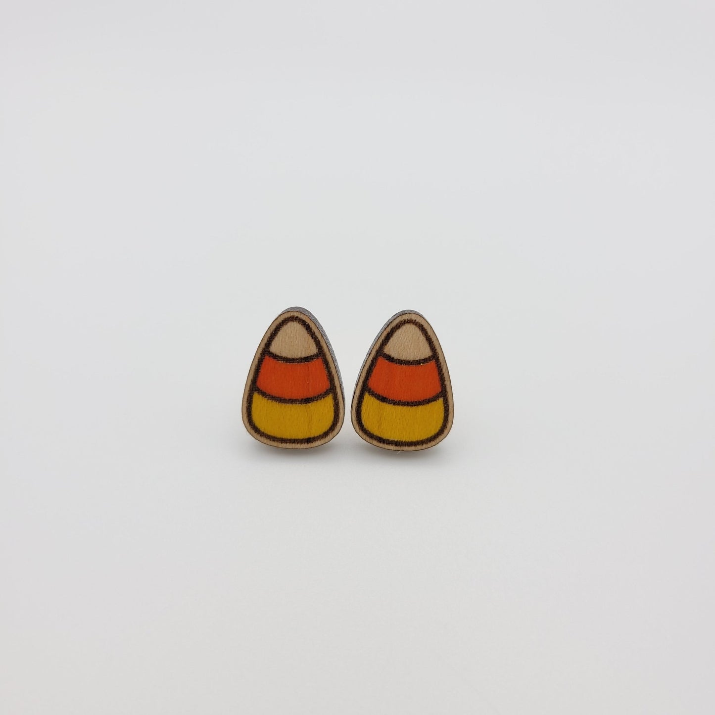 Hand Painted Candy Corn Stud Earrings - 4 Arrows Creations