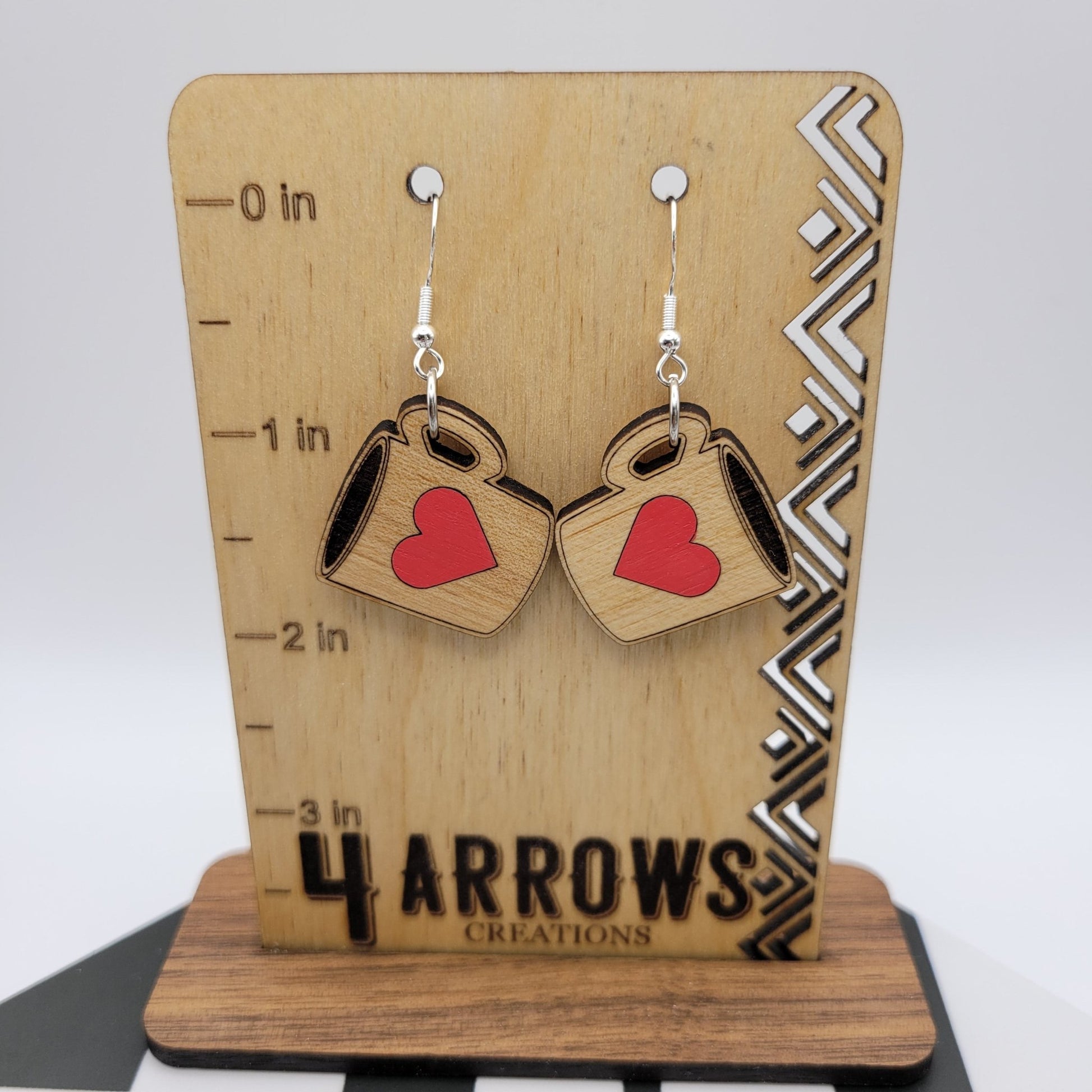 Hand Painted Coffee Cup Dangle Earrings - 4 Arrows Creations