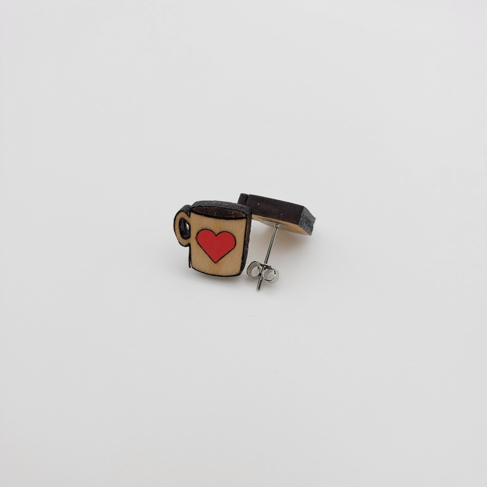 Hand Painted Coffee Cup Stud Earrings - 4 Arrows Creations