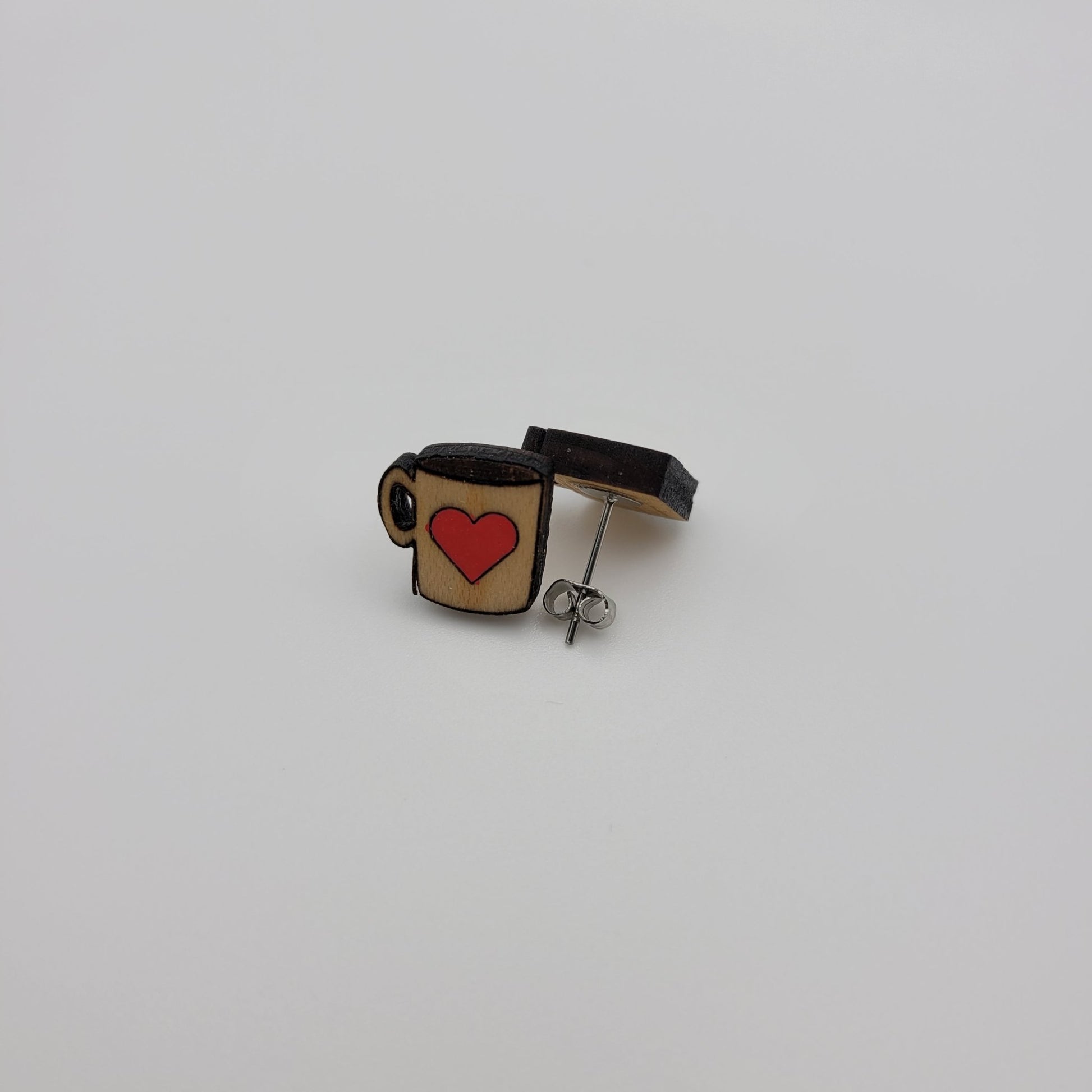 Hand Painted Coffee Cup Stud Earrings - 4 Arrows Creations