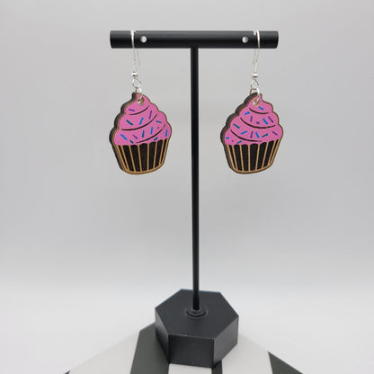 Hand Painted Cupcake Dangle Earrings - 4 Arrows Creations