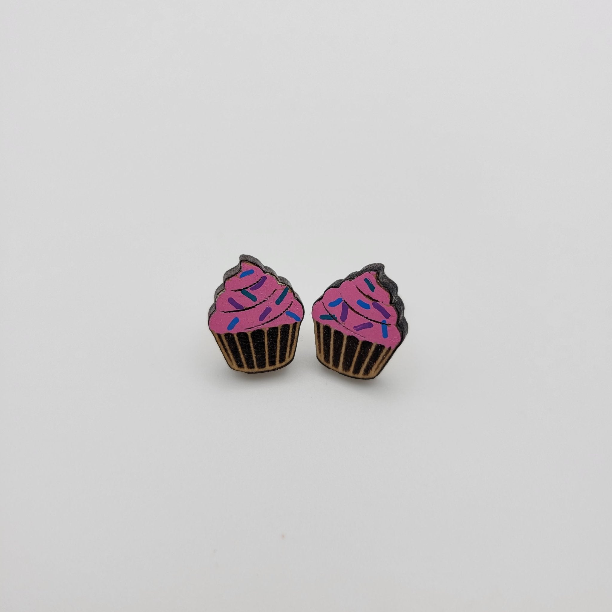 Hand Painted Cupcake Stud Earrings - 4 Arrows Creations