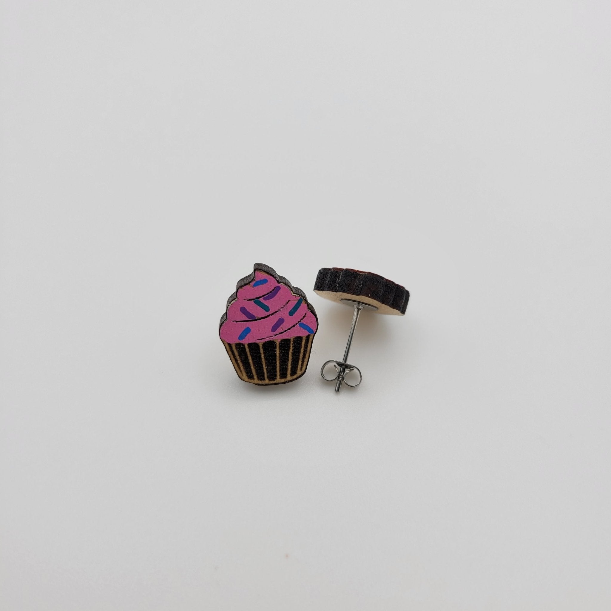 Hand Painted Cupcake Stud Earrings - 4 Arrows Creations