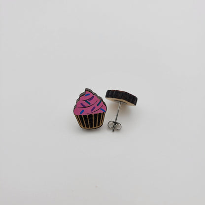 Hand Painted Cupcake Stud Earrings - 4 Arrows Creations