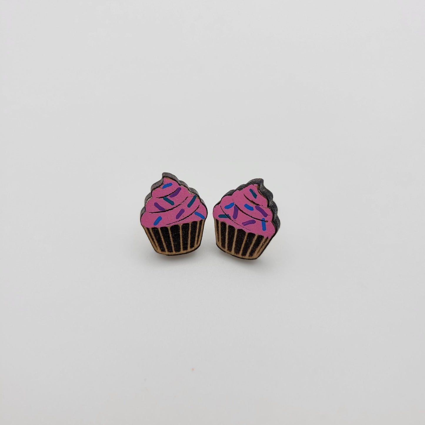Hand Painted Cupcake Stud Earrings - 4 Arrows Creations