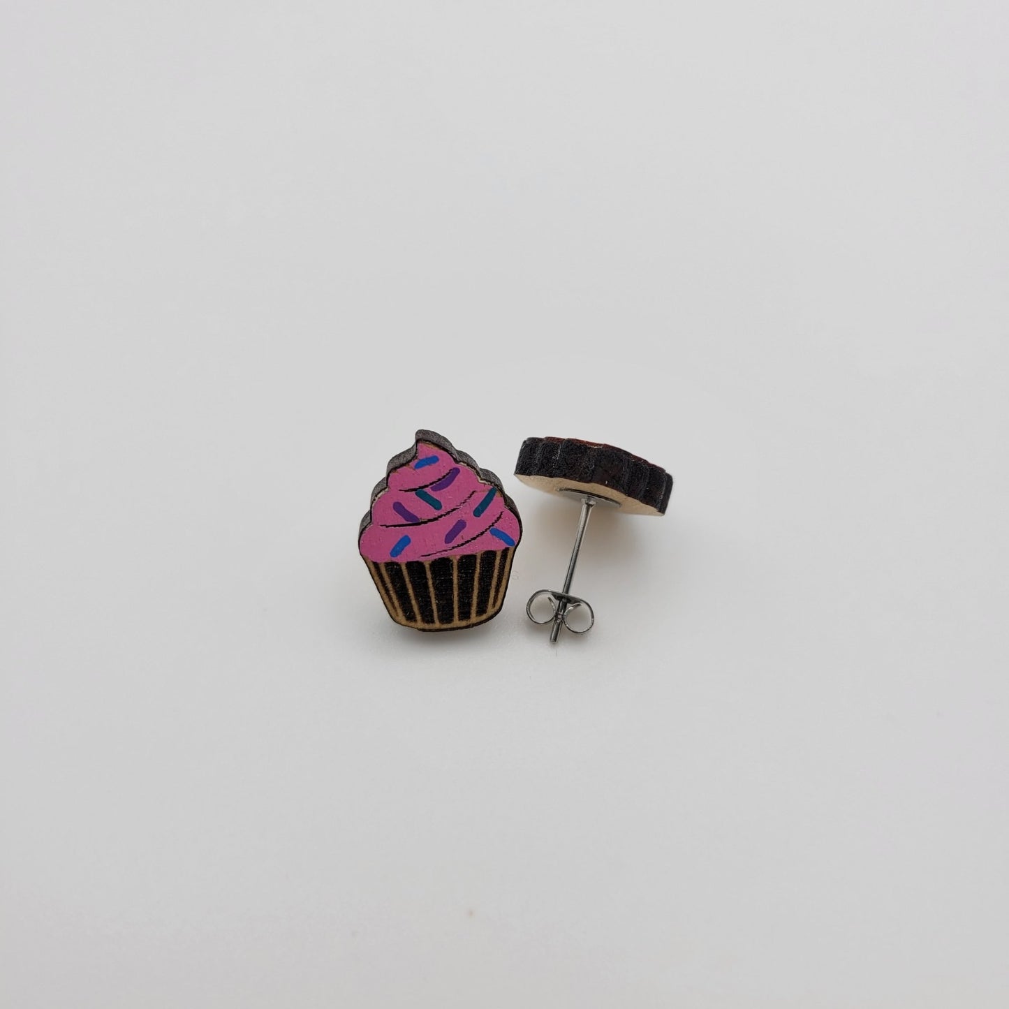 Hand Painted Cupcake Stud Earrings - 4 Arrows Creations