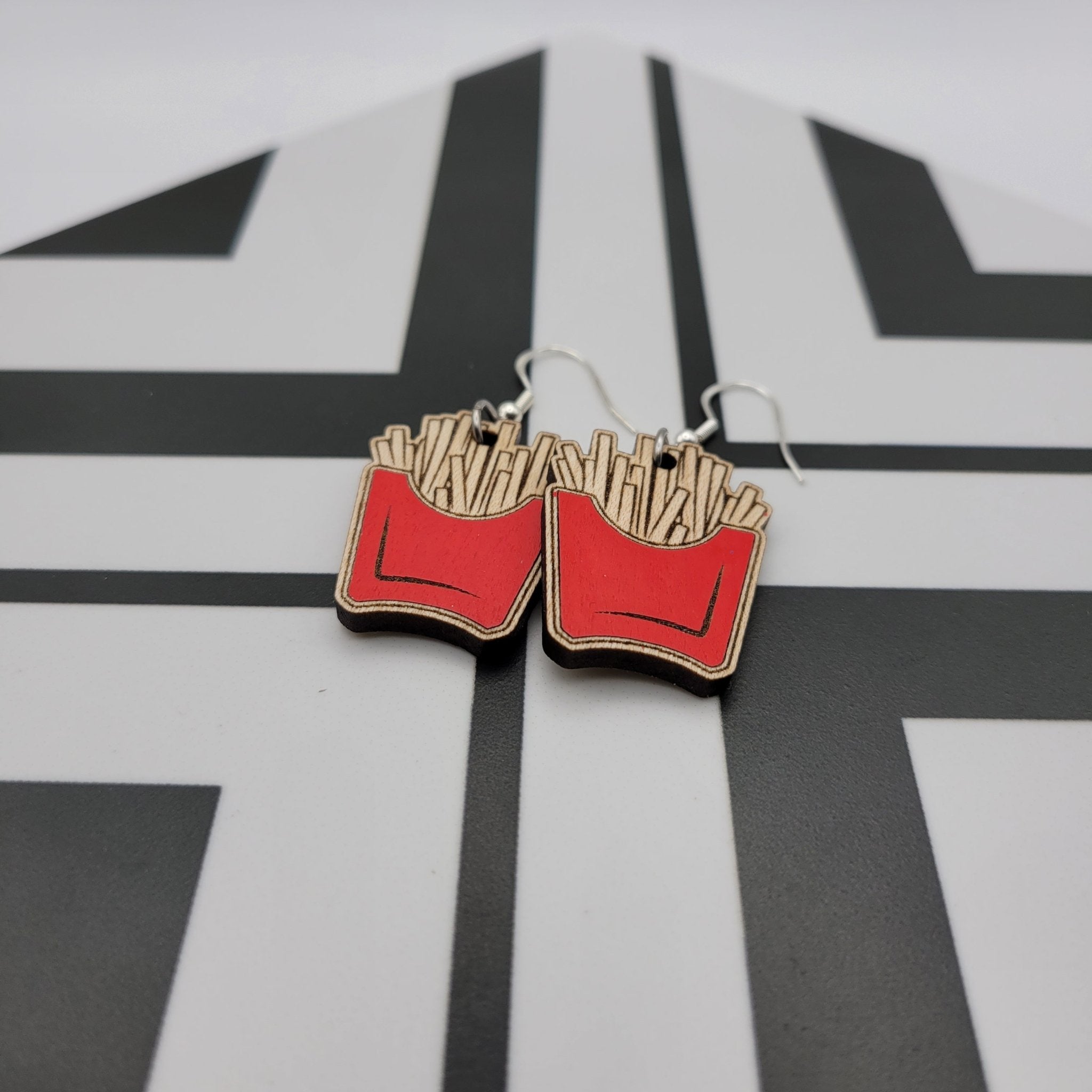 Hand Painted French Fries Dangle Earrings - 4 Arrows Creations