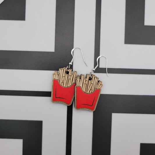 Hand Painted French Fries Dangle Earrings - 4 Arrows Creations