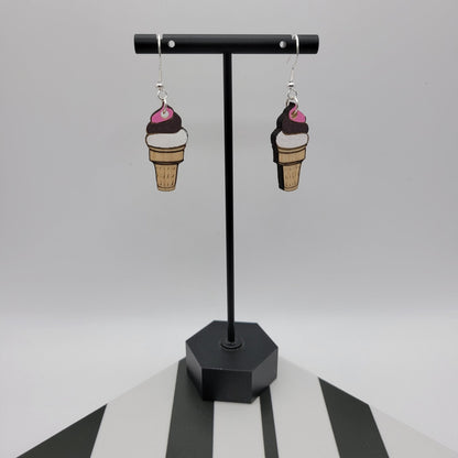Hand Painted Ice Cream Cone Dangle Earrings - 4 Arrows Creations
