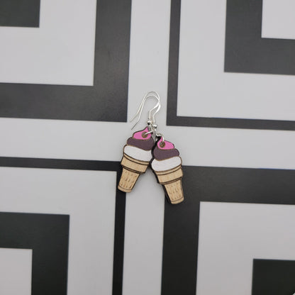 Hand Painted Ice Cream Cone Dangle Earrings - 4 Arrows Creations