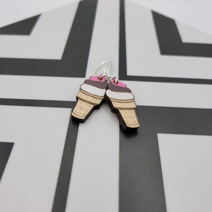 Hand Painted Ice Cream Cone Dangle Earrings - 4 Arrows Creations