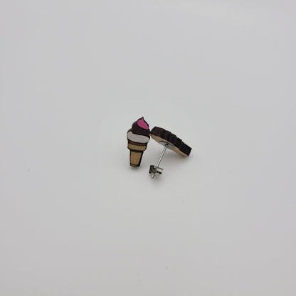 Hand Painted Ice Cream Cone Stud Earrings - 4 Arrows Creations