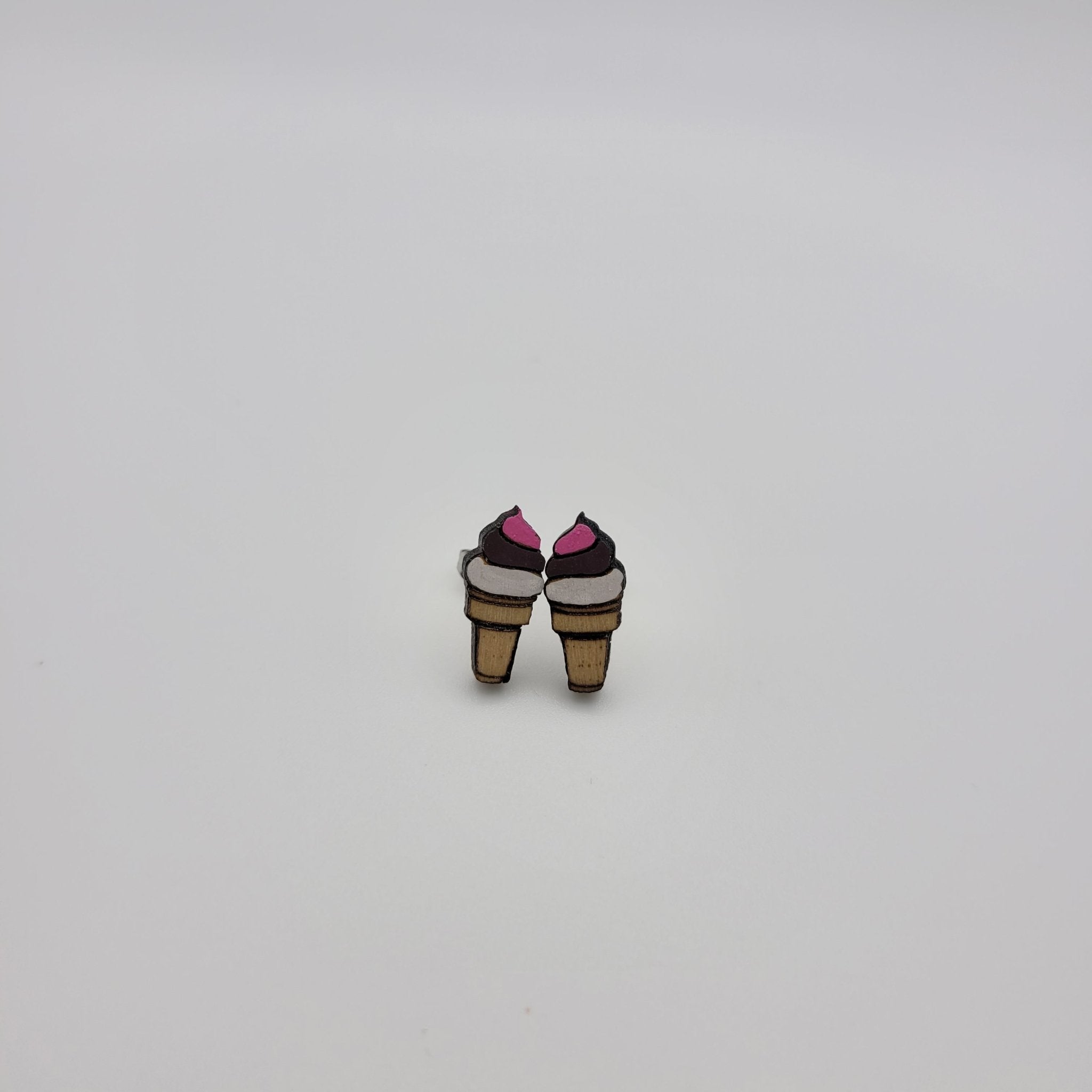 Hand Painted Ice Cream Cone Stud Earrings - 4 Arrows Creations