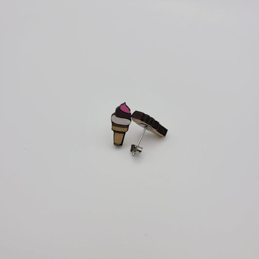 Hand Painted Ice Cream Cone Stud Earrings - 4 Arrows Creations