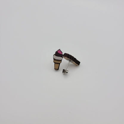 Hand Painted Ice Cream Cone Stud Earrings - 4 Arrows Creations