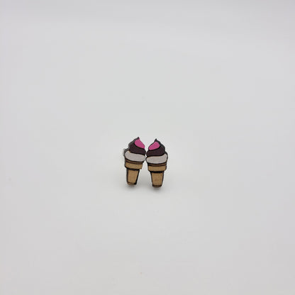 Hand Painted Ice Cream Cone Stud Earrings - 4 Arrows Creations