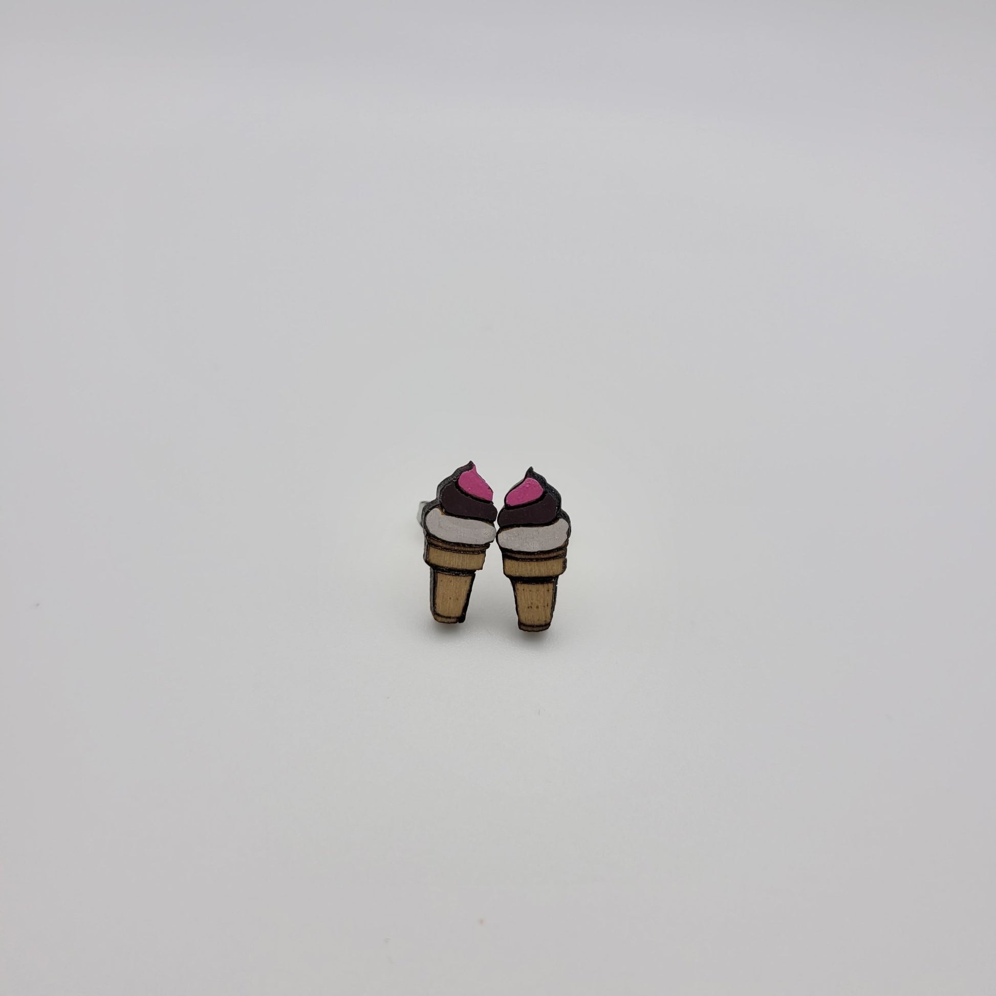 Hand Painted Ice Cream Cone Stud Earrings - 4 Arrows Creations