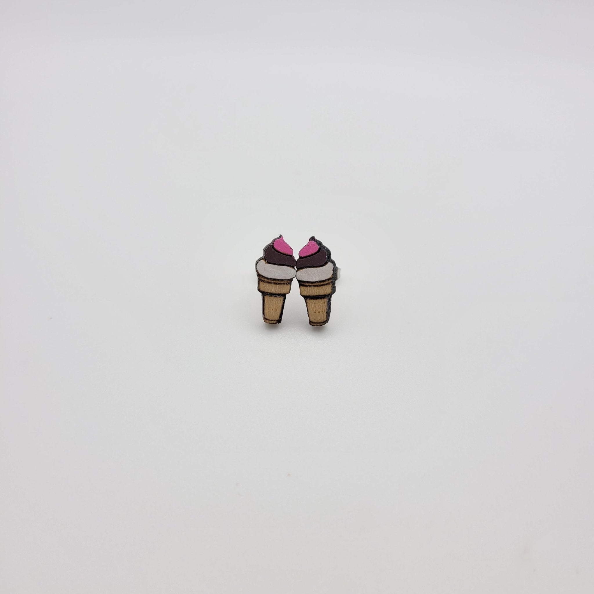 Hand Painted Ice Cream Cone Stud Earrings - 4 Arrows Creations