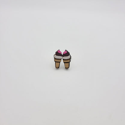 Hand Painted Ice Cream Cone Stud Earrings - 4 Arrows Creations