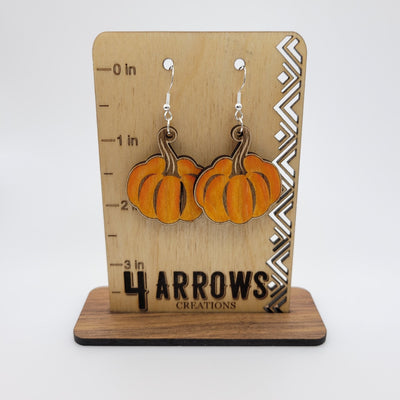 Hand Painted Pumpkin Dangle Earrings - 4 Arrows Creations