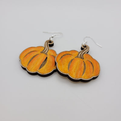 Hand Painted Pumpkin Dangle Earrings - 4 Arrows Creations