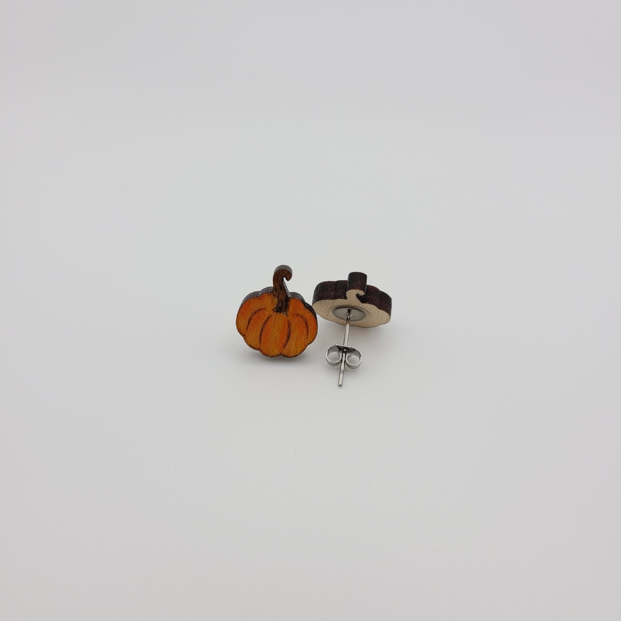 Hand Painted Pumpkin Stud Earrings - 4 Arrows Creations