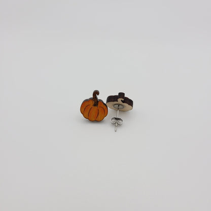 Hand Painted Pumpkin Stud Earrings - 4 Arrows Creations