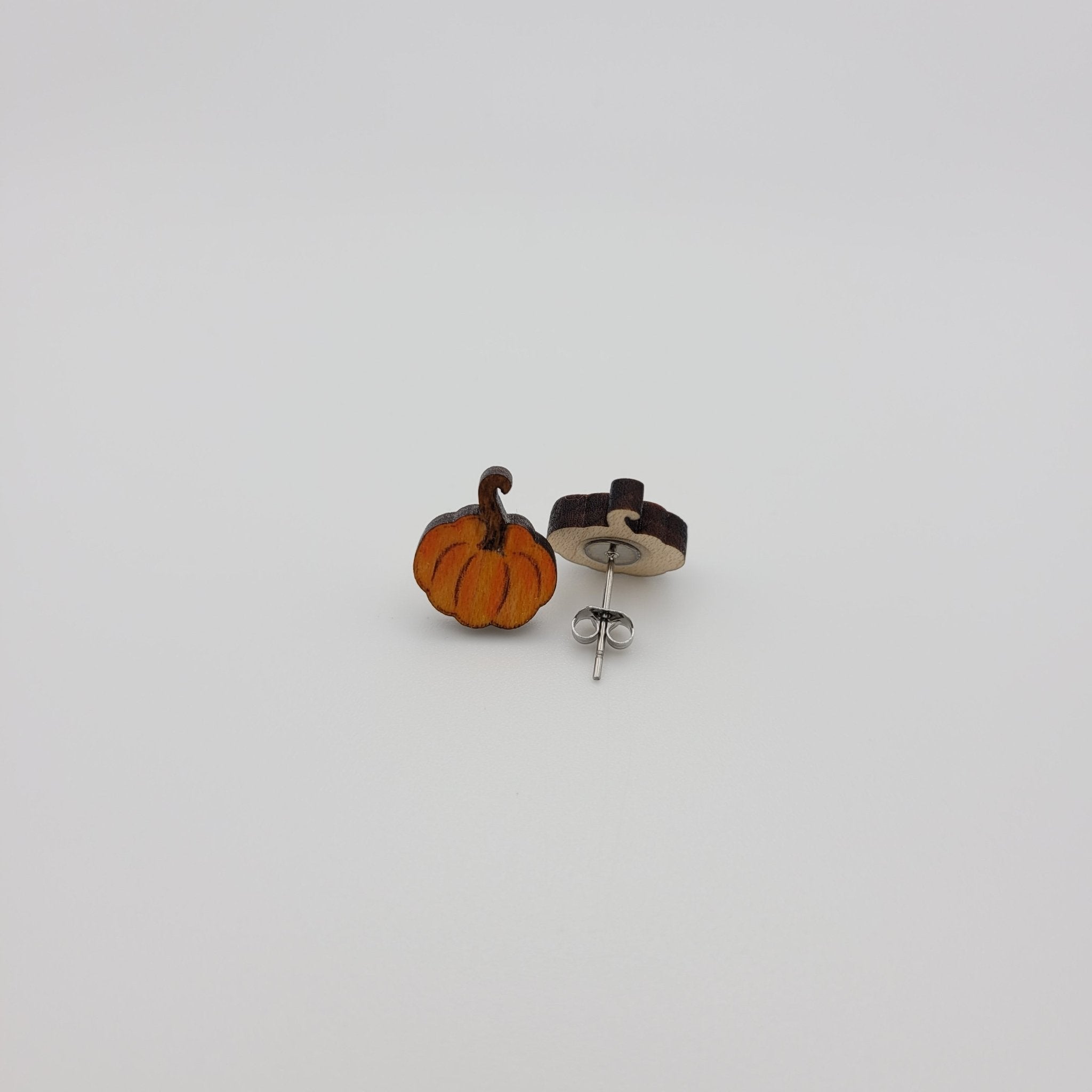 Hand Painted Pumpkin Stud Earrings - 4 Arrows Creations