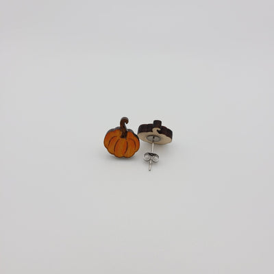 Hand Painted Pumpkin Stud Earrings - 4 Arrows Creations